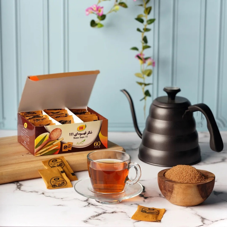 شکر قهوه ای 111 - 300 گرم بسته 60 عددی
