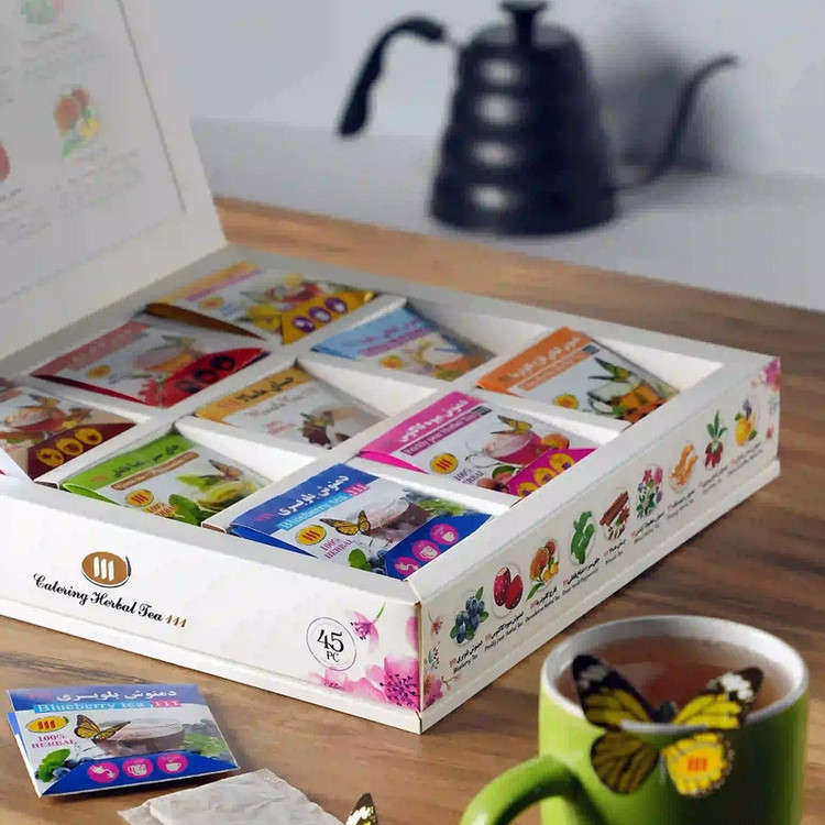 چای و دمنوش پذیرایی 9 طعم 111 بسته 45 عددی