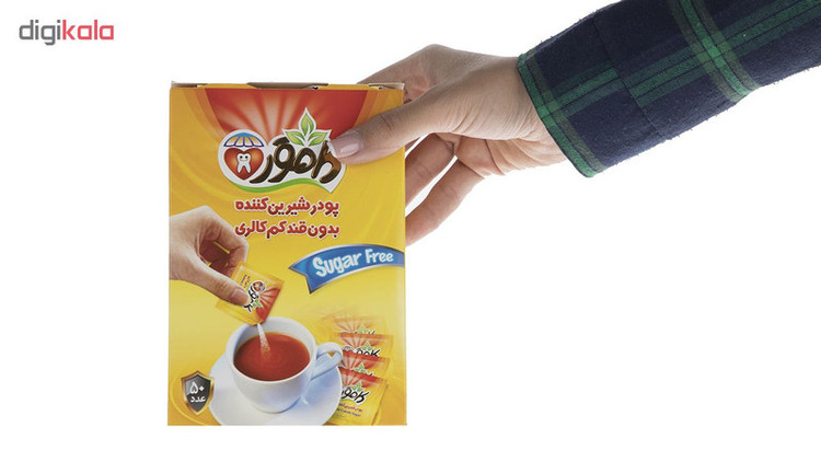 پودر شیرین کننده بدون قند کم کالری کامور بسته 50 عددی