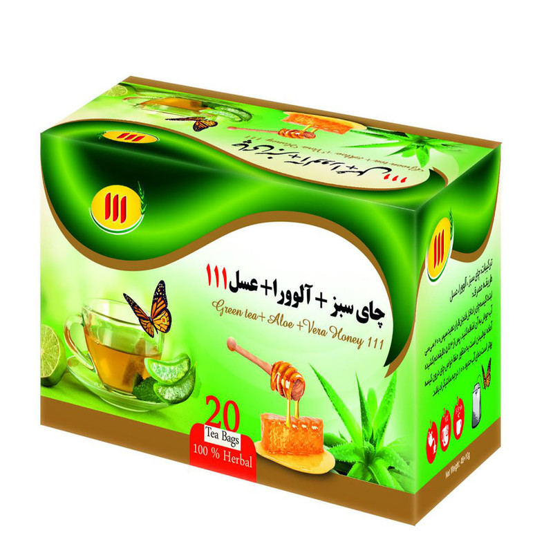 چای سبز آلوورا عسل 111 بسته 20 عددی